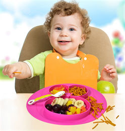 Hanchuan silicone baby placemat plate for kids, Easy to grasp, helps keep silicone sac and food clean.