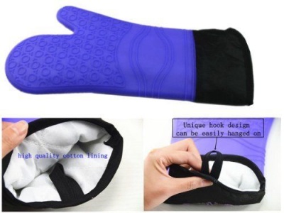 extra long silicone oven mitt with quilted liner