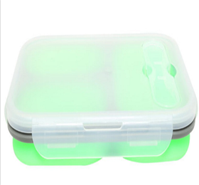 silicone microwaveable collapsible food container 3- compartments