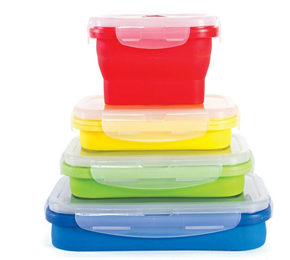 fashionable food storage silicone collapsible lunch bento box