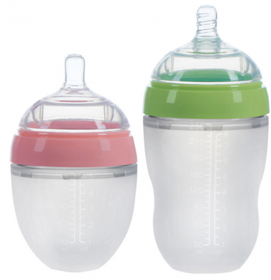 wide neck squeeze silicone baby bottle