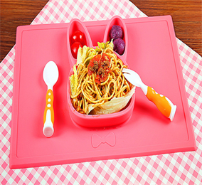 silicone placemat+3 compartments plate for kids