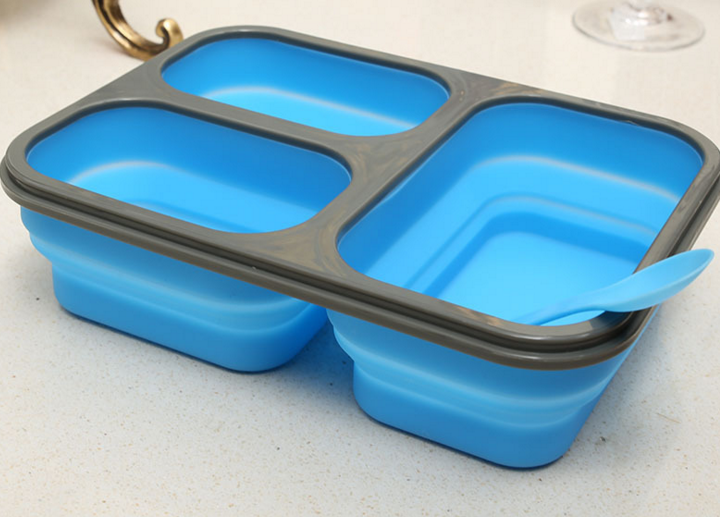 3-compartment silicone collapsible lunch box