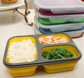food grade silicone collapsible bento lunch boxes