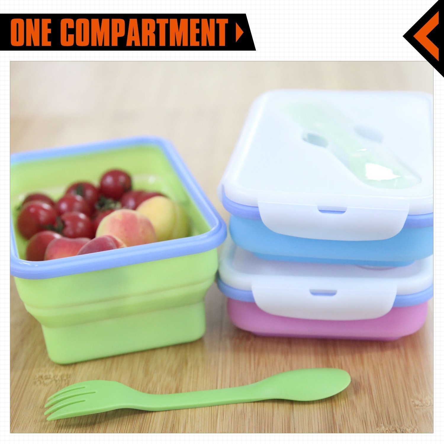 high quality collapsible folding silicone lunch box