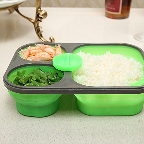 3 section collapsible silicone lunch box