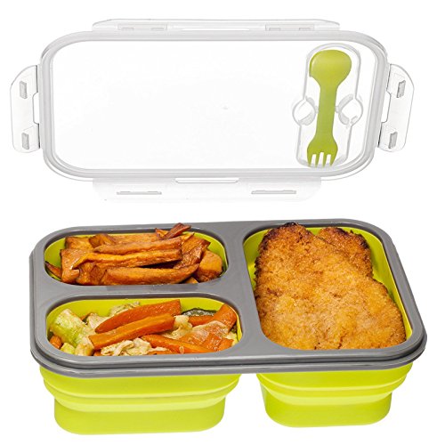 3 section collapsible silicone lunch box