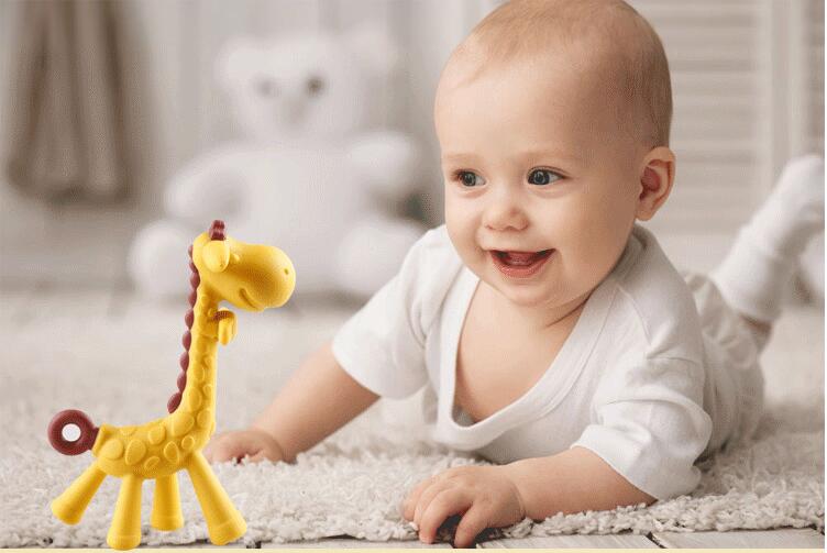 BPA free food grade toy silicone baby teether giraffe