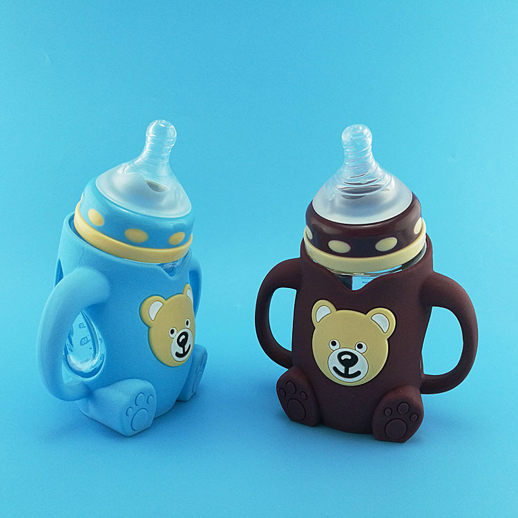 wide neck anti-scald silicone baby milk bottles