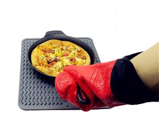 Extra Long Heat Resistant Silicone Kitchen Oven Gloves With Cotton Cloth Inside